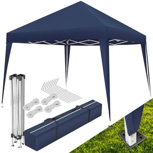 tectake® Gazebo da Giardino Regolabile, Padiglione Gazebo da Esterno Resistente con Telaio in Acciaio, Idrorepellente, Resistente ai Raggi UV 300 x 300 x 255 cm - Blu