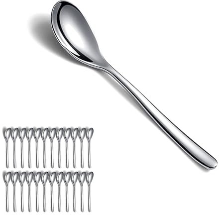 Kyraton Cucchiaini, 24 pezzi cucchiaini da 16 cm in acciaio inossidabile con, cucchiai gelato, cucchiaio da dessert, cucchiaino da caffè, cucchiaino d'oro, cucchiaio argenteria confezione da 24