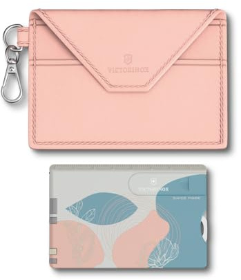 Victorinox Swiss Card Classic, 10 Funktionen, Swiss Made, Multitool für Frauen, Inkl. Kartenetui mit Schlüsselanhänger, Paris Style (Rosa, Blau)
