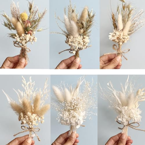 ysister Bündel Mini Trockenblumen Pack of 6 Trockenblumen Zum Basteln Dried Flowers Trockenblume Dried Flowers for Crafts for Picture Frames, DIY Home Party and Wedding Decoration