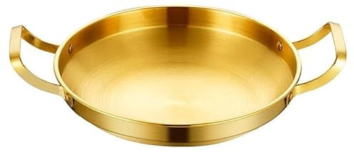 MBBITL Sartén para paellera dorada de acero inoxidable de 28 cm, para servir cenas y restaurantes