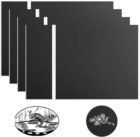 Victool 4 stycken 20 x 30 cm svarta akrylskyltar för lasergravering, personliga plastskyltar skräddarsydda för hem, kontor, butik, svart panel med vit gravering