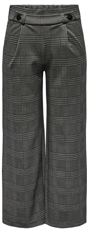 JDY GEGGO MIA JRS Noos Pantalon Long à Carreaux, Gris Granite/Carreaux : Carreaux foncés, S x 32L