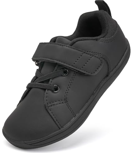 Kids Barefoot Sneaker Wide School Shoes Toddler Trainers Boys Girls Minimalist Running Shoes(Black, 11.5UK Child Wide)