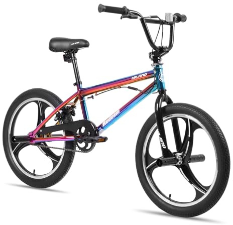 HILAND Bicicleta BMX Infantil 20 Pulgadas, Ruedas de 3 Radios, con Rotor Freestyle 360°, 4 Pegs, para Niños y Niñas de 7 a 12 Años, Colorido