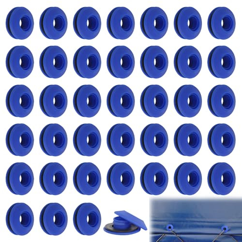LEIBOCHAO 50 Pièces Œillets en Plastique pour Bâche, Oeillets pour Baches, Convient aux Tentes, Bâches de Piscine, Rideaux, Tapis de Sol, Bâches d'auvent Bleu 27 * 27 * 11mm
