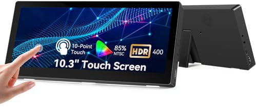 10.3 Kleiner Touchscreen Monitor, 400CD/m², VESA, IPS gestrecktes Mini Travel Touch Display 1920 * 720 HDMI USBC, tragbarer Touchscreen für Laptop Computer Windows AIDA64 GPU CPU RAM Überwachung