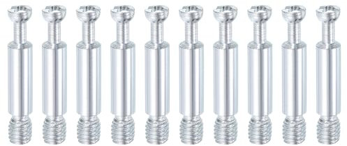 sourcing map 10Pcs 35mm Furniture Connecting Fittings, Thread Bolts Dowels Screws, Metal Dowel Fitting Fasteners for Cabinet Drawer and Wardrobe Furniture, Silver