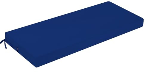 PRIMEPATIO Coussin pour banc extérieur, coussin confortable en mousse pour banc, résistant à l'eau, avec rubans, rembourrage épais pour meubles de jardin, 150 x 50 cm, bleu