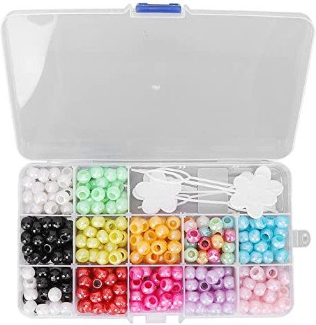 365 Stück Haarflechtperlen, Haarschmuckperlen, Dreadlocks-Haarperlen, geeignet für Haare, Bartweben, Anhänger, Armbänder usw