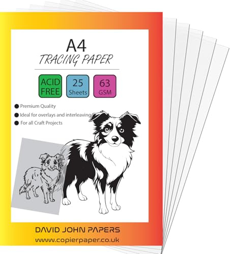 DJP Tracing Paper A4 25 Sheets 63gsm Translucent Acid Free High Transparency Technical Drawing Paper for Drawing, Sketching, Dressmaking