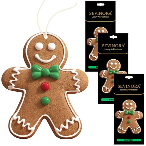 Deodorante per auto con albero profumato – Gingerbread man con profumo Rainforest – Ciondolo profumato di alta qualità per interni tuning, confezione da 3