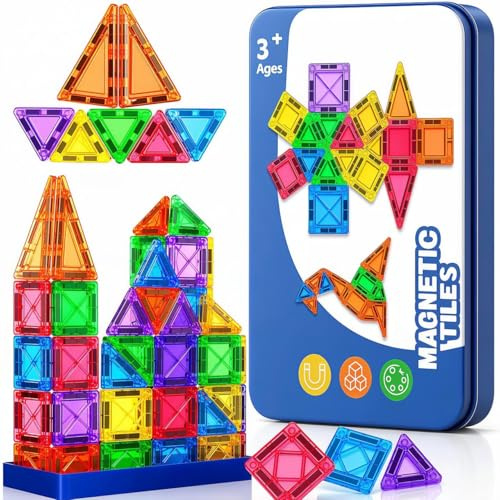 42 Pcs Mini Magnetic Tiles Building Blocks Toys, Travel Set.