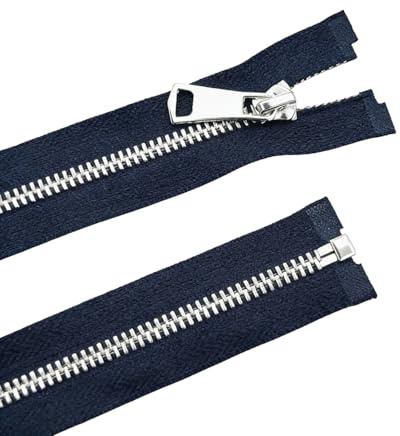 LEEQ 2 pezzi 60 cm #5 separare cerniere lampo metallo Chiusure lampo a due vie divisibile per Jacket cucire cappotti giacca(blu scuro)
