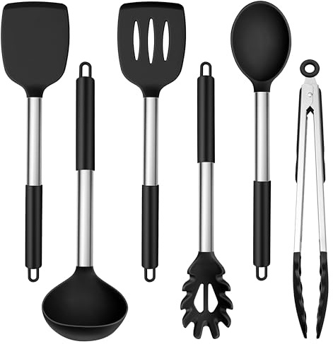 Joyfair 6 Pcs Black Kitchen Cooking Utensils Set (Spatula Turner Spoon)