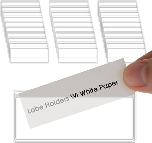 30 stycken självhäftande etiketthållare, 3,2 x 7,5 cm hylletiketthållare, transparent namnskyltväskor, visitkortsfickor, etiketthållare självhäftande för klassrum, bokhylla, kontor (30)