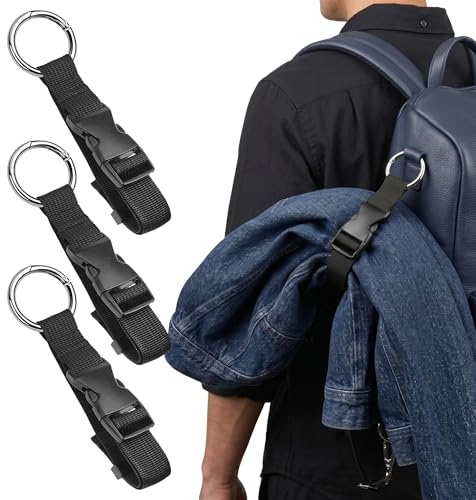 3 Pcs Add a Bag Luggage Straps Jacket Holder Strap | Adjustable Suitcase Belt Straps, Make Your Hands Free, Travel Accessories for Connecting Extra Bags or Backpacks, Black