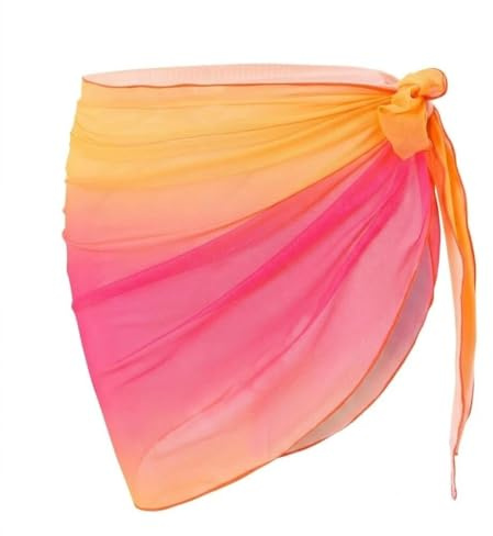 Falafoty Women's Sarong Beach Wrap Skirt, Sexy Beach Bikini Cover Up Short Bathing Swimsuit Wrap Skirt, Chiffon Gradient Sarong Beachwear Beach Shawl Top Scarf Short Skirt for Summer Holiday
