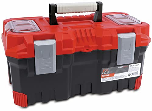 Coffre à outils Rouge/Noir 490x260x240mm Plastique Idéal pour Transport et Stock