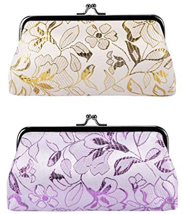 Oyachic 2 Stück Münzbörsen für Damen,Kleingeldbörse,Geldbörse Clipverschluss,Blatt Mini Geldbörse Damen, Leaf Coin Purses