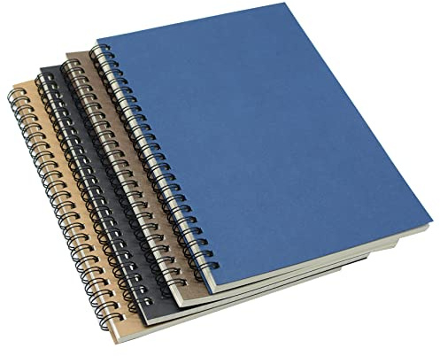 Yansanido Spiral Notebook, 4 Pcs A5 Craft Softcover 8mm Ruled 4 Color 60 Sheets -120 Pages Journals for Study and Notes (A5-4 Color Lined)