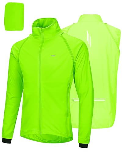 33,000ft Men's Cycling Jacket Long Sleeve, Waterproof Running Bike Vest Outerwear Reflective Windproof Sleeveless Jacket