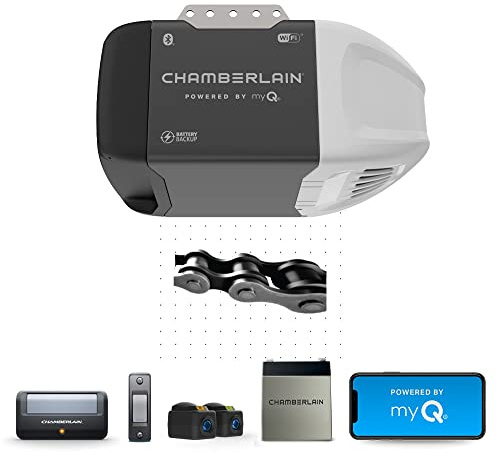 Chamberlain C2212T Smart Wi-Fi Garage Door Opener, 1/2-HP Chain Drive Motor - Quantity 1 , Blue