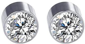OUTLETISSIMO® Par de pendientes magnéticos falsos de 3 mm ET148, Talla única, Acero inoxidable, Acero.
