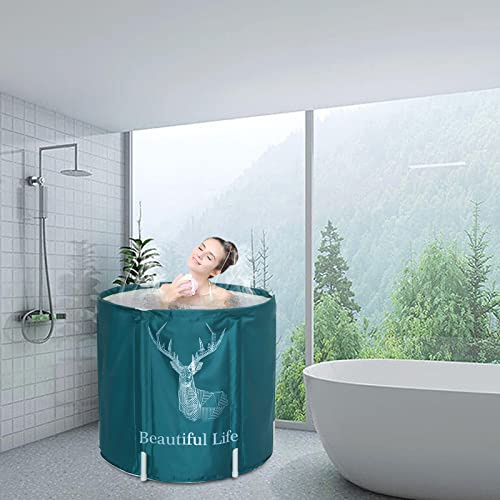 Sinbide Fällbart badkar, bärbart spa-badkar, hink badkar, 3-lagers PVC-badkar, poolbadkar, vuxen och baby badhink (Grön)