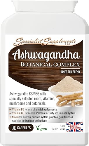 Specialist Supplements Ashwagandha Botanical Complex with KSM66, Reishi Mushroom and Vitamins, 90 Capsules