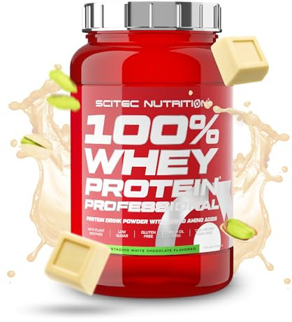 Scitec Nutrition 100% Whey Protein Professional - Mejorada con Aminoácidos Extra y Enzimas Digestivas - Sin gluten - Sin aceite de palma, 920 g, Pistacho-Chocolate blanco