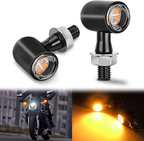 Nilight Motorcycle LED Turn Signals Front Indicator Light Yellow Beam Mini Size Blinkers Compatible with Harley Honda Kawasaki Suzuki Triumph Yamaha Cruiser