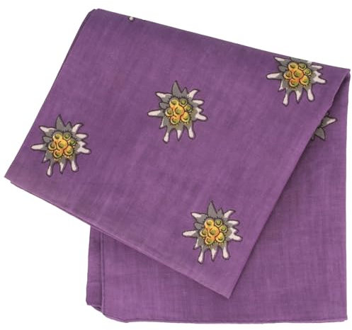 Breiter Edelweiß Trachtentuch Nickituch Trachten-Nickituch Schal Tuch aus 100% Baumwolle 50 x 50 cm Lila