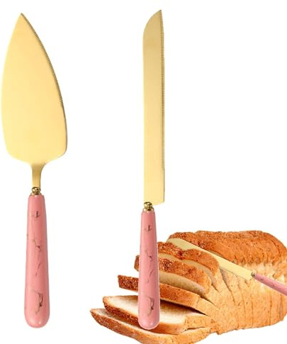 Emporte-pièce et spatule à tarte – Ensemble de découpe de gâteau de mariage avec poignée en céramique | Pelle à tarte à gâteau, couteau à tarte, couteau à pizza et pelle à gâteau pour anniversaire