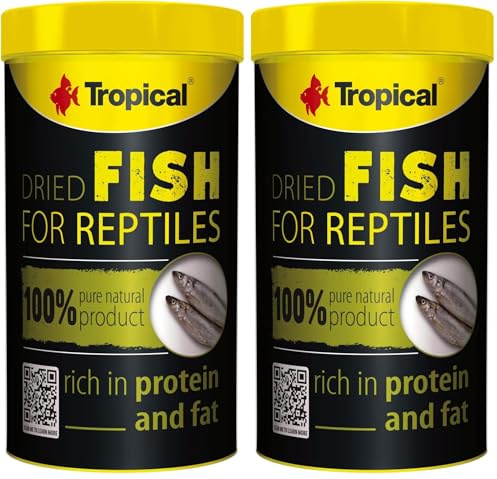 Dried Fish 250ml / 35g - Alimento para Anfibios, Pescado seco para Reptiles (Paquete de 2)