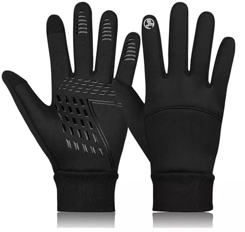 Swift Wear Cycling Gloves Touchscreen Thermal Running Black Winter Gloves Warm Windproof Non-slip Fleece Lining Bike Warm Gloves for Men Women (Black, M)