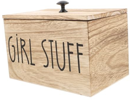 GANAZONO Sanitary Napkin Storage Box Wooden with Multicompartment Design Rustic Pad Organizer with Lid Multifunctional to Keep Feminine Hygiene Products Clean for Bathroom Desktop Use