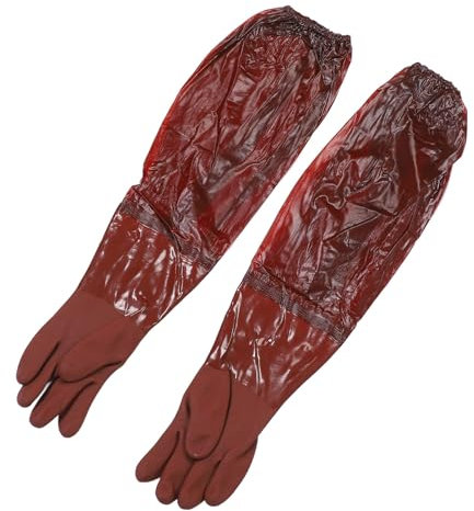 Depisuta Guanti di Pulizia a Maniche Lunghe, Guanti da Piatti in Gomma Lunghezza di 65 Cm, Guanti Impermeabili Riutilizzabili Addensati per la Pulizia della Cucina e della Casa