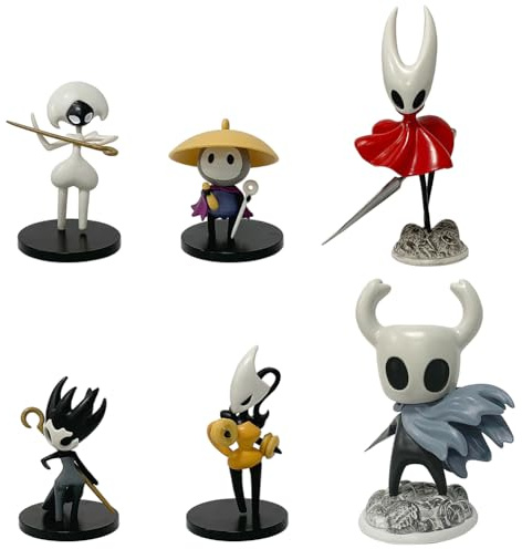 DEXSHUN 6 st Hollow Silksong-figur minispel anime figurer staty PVC modell set skrivbord ornament dekoration samlarobjekt gåva 7–16 cm