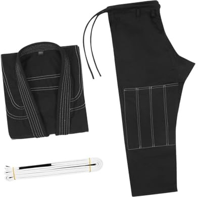 QLECXZI Professional Tailoring Brazilian Jiu Jitsu Gi Waist Belt, Black, A1