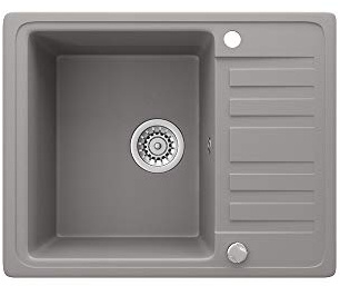 Bergström Spülbecken, Beton, 57.5 x 46 cm mit Trockenplatz, geeignet für Unterschränke ab 60 cm, reversibel einbaubar