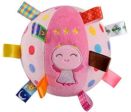 Inchant Soft Rattle Ball for Babies - Toddler Plush Sensory Built-in Bell Gift Ball with Colorful Tags, Pink