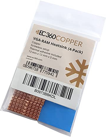 EC360® Copper VGA-RAM - Disipadores de Cobre (4 unidades, 12 x 13 x 5 mm)