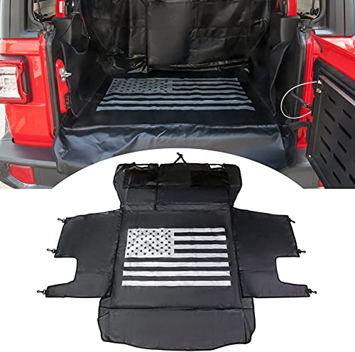 BESTAOO Dog Trunk Liner for Jeep, Heavy Duty Waterproof Oxford Cargo Protector for 2007-2026 Wrangler JK JL 4-Door, Nonslip Washable Pet Seat Cover & Anti-Scratch Liner (US Flag)