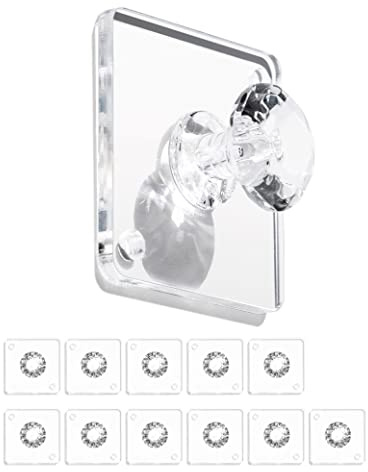 Zreal Diamond Acrylic Adhesive Wall Hooks, 12-Pack Small Clear Decorative Hooks for Keys, Jewelry, Towels, Kitchen & Bathroom
