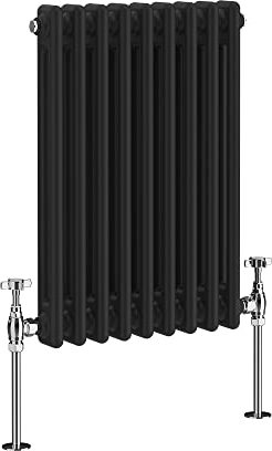 NRG 600 x 425mm Black Radiator Traditional 2 Column Horizontal Central Heating Cast Iron Rads
