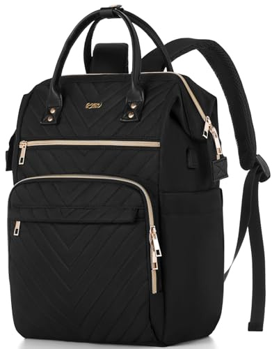 RJEU Mochila Mujer Portatil,Mochila Viaje para Cabina Impermeable,Bolsos Casuales para Niñas Adolescentes,Profesora,Enfermera,Instituto,Negro