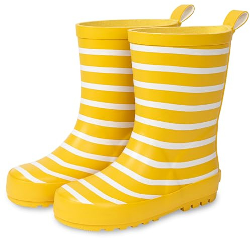 Lakeland Active Children's Pooley Striped Wellington Boots - Yellow - 2 UK