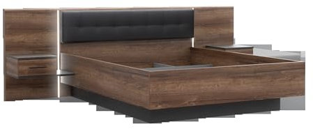möbelando Bettanlage >Bellevue< in Schwarz Eiche/Schlammeiche - 304,6x96,5x208,7 (BxHxT)