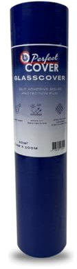 Perfect Cover Glas Schutzfolie - Selbstklebende Lackschutzfolie - Fensterschutzfolie - Abdeckfolie - PE-Folie UV-beständig - für Fensterglas, Fassade, Innen- und Außeneinsatz - 50cm x 100m (Blau)